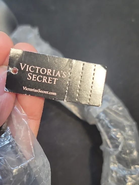 Victoria's Secret Black Sequin Logo Stripe Tote - Picture 5 of 7